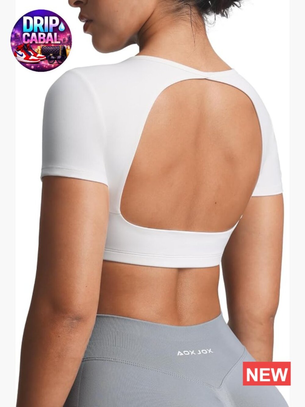 Short Sleeve Crop Top Hollow Back Workout Cropped T Shirt
